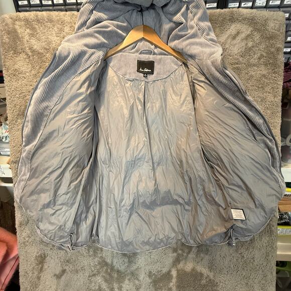 Sam Edelman Gray Quilted Corduroy Puffer Jacket Coat Hood Women's M Medium - Picture 9 of 15